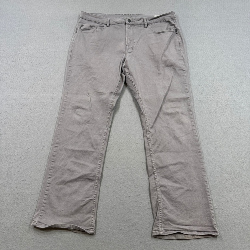 Buffalo David Bitton Pants Mens 40x32 Light Gray Slim Straight Stretch High Rise